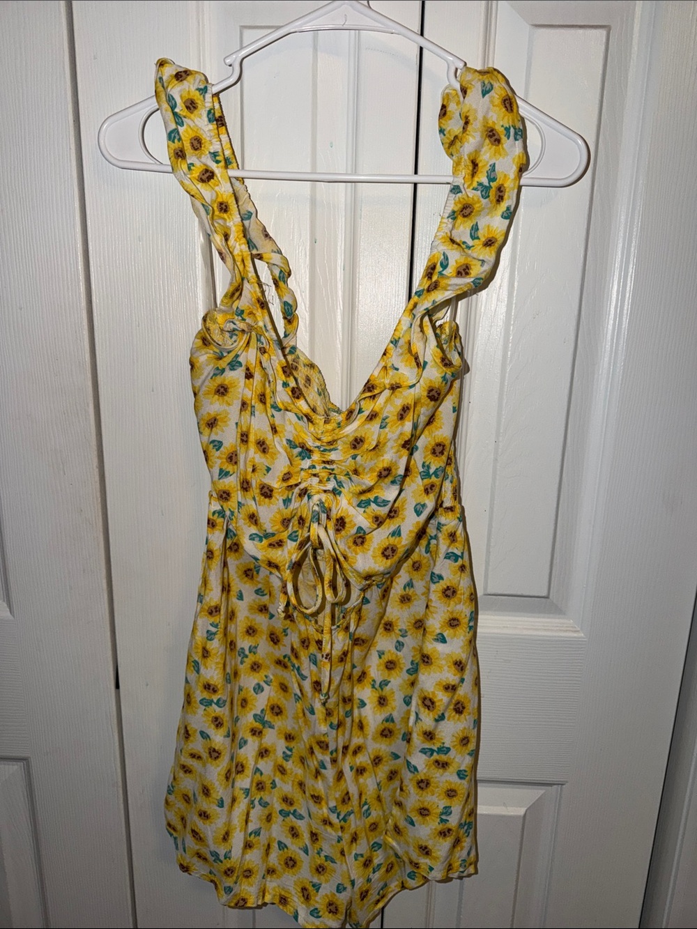 Derek Heart Yellow Sunflower Tie-Front Mini Dress
